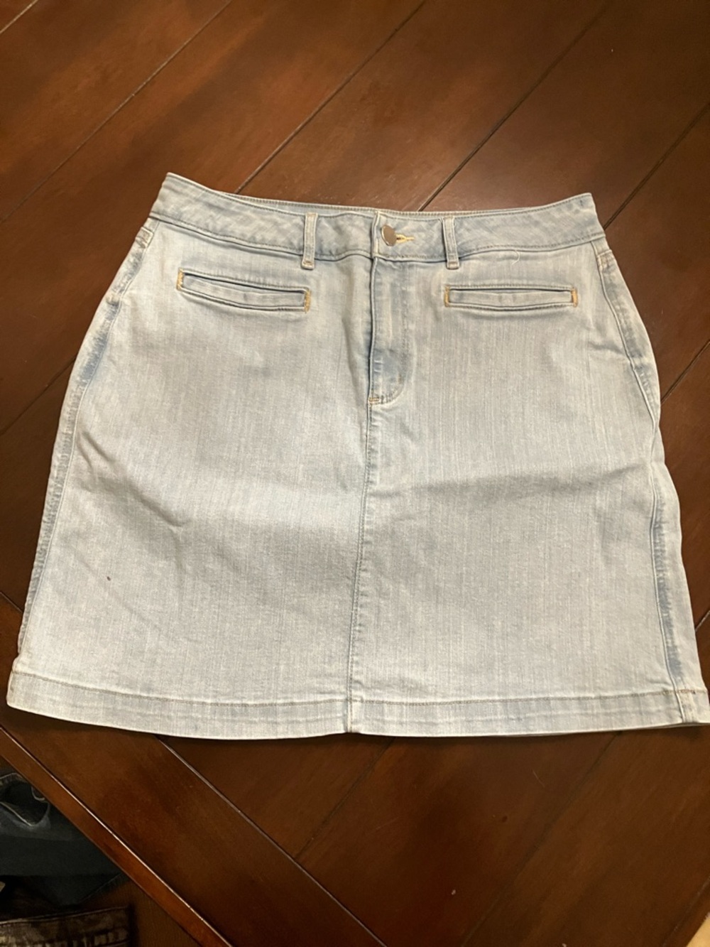 LOFT Light Wash Denim Mini Skirt